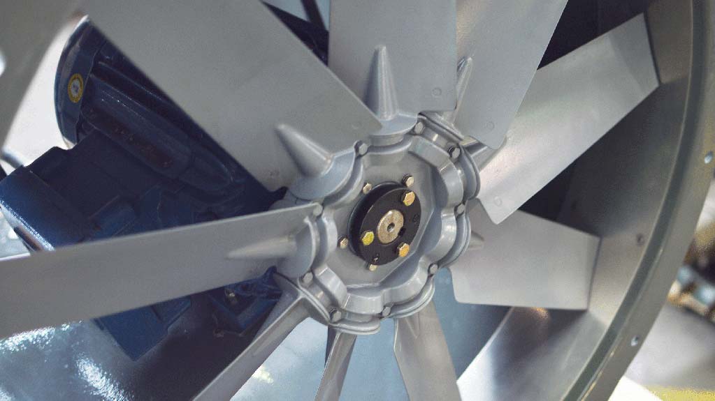 close up of blades for industrial fans and ventilation