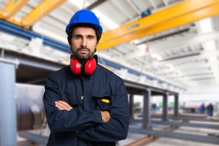 Industrial worker in facility with effective industrial ventilation systems