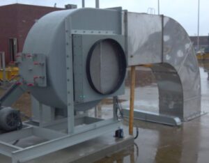 large outdoor fiberglass industrial fans and ventilation system setup